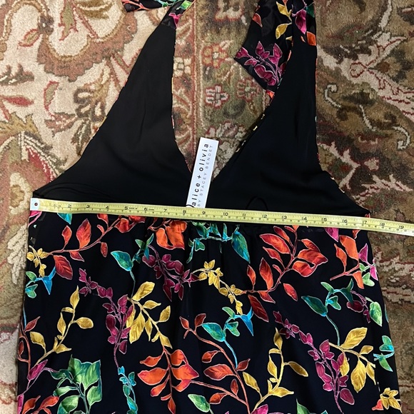 alice + olivia Maris Women’s Silk Haler Top.  Medium NWT Black Multicolor - Picture 10 of 12